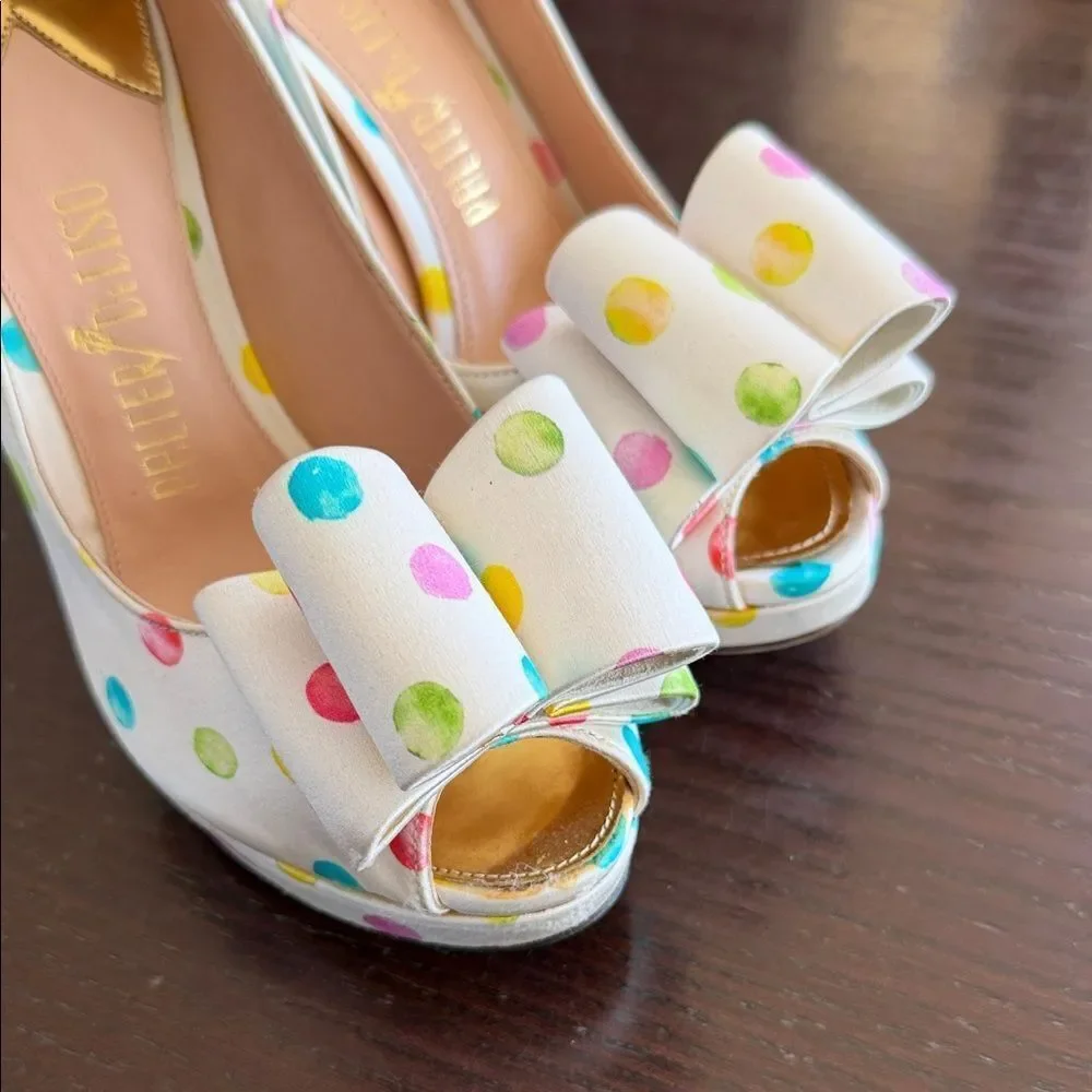 Playful Polka Dot Peep Toe Heels by